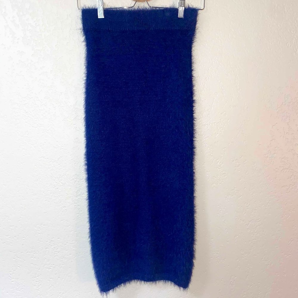 House of Harlow 1960 x Revolve Deep Blue Fuzzy Pencil Skirt Soft Long